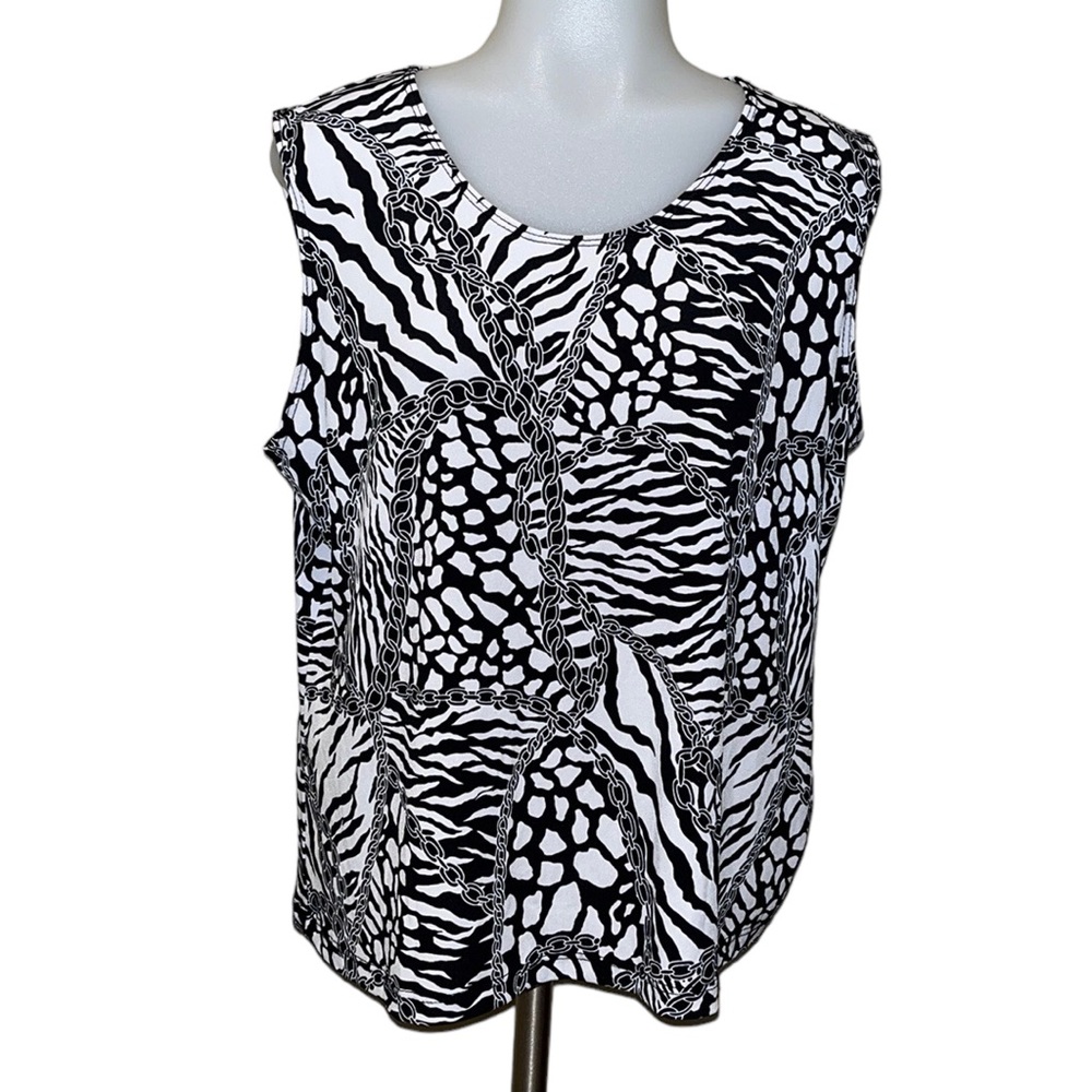 LAURA ASHLEY Animal Print/Chains Dressy Tank Top~L